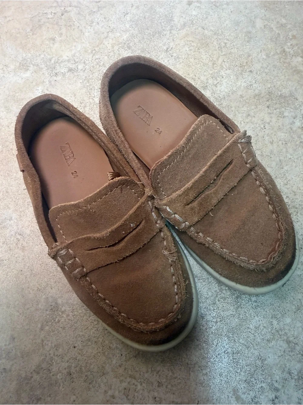 Zara Kids Brown Suede Penny Moccasins